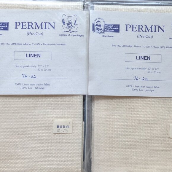 Permin 100% Linen Needlework Fabric #76-22 - 2 Packs Each 28 Count - Picture 1 of 3